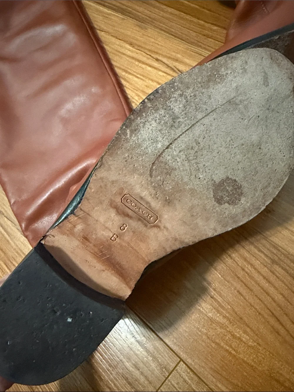 Coach Cognac Leather Fold-Over Riding Boots